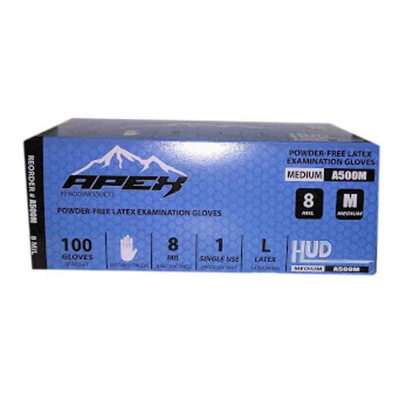 HUD A500M Powder-Free Latex Gloves, Medium