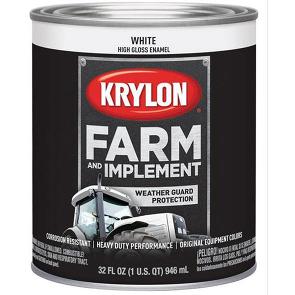 Krylon 2021 High Gloss White Farm and Implement Paint, Quart