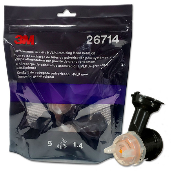 3M 26714, 1.4 Performance Gravity HVLP Atomizing Head Refill Kit