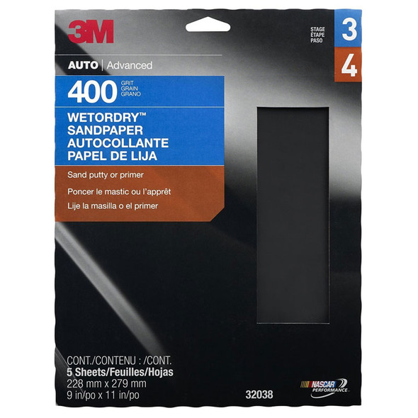 3M 32038, 400 Grit Wet or Dry Sandpaper