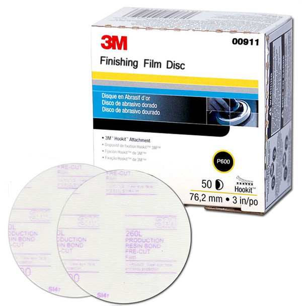 3M 00911, 600 Grit, 3 inch Hookit Finishing Film Sand Paper