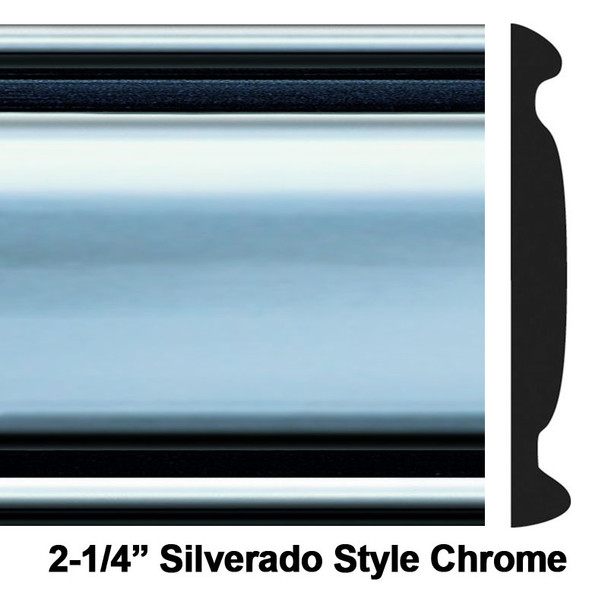 COW 33-152, 2-1/4 X 34, Silverado Style Chrome, Body Side Molding