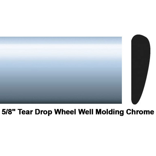 COW 37-1120, 5/8 x 20', Chrome Tear Drop, Wheel Well Molding
