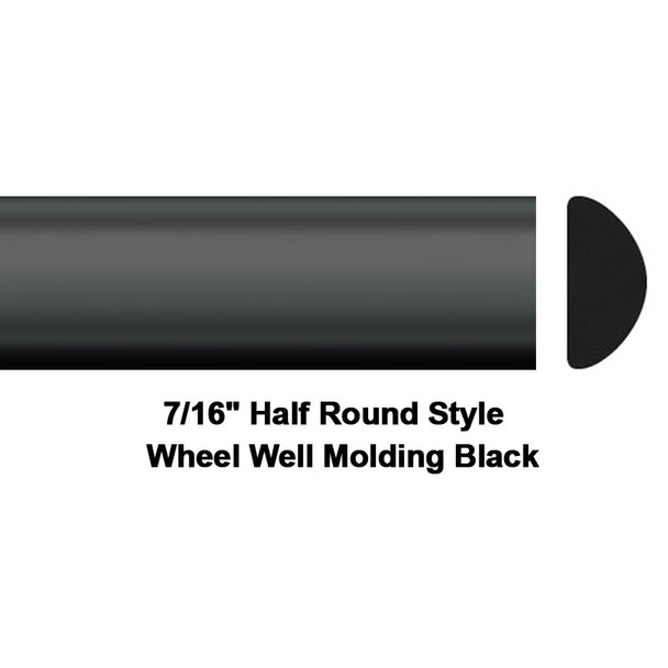 COW 37-531, 7/16 X 20', Half Round Style, Black, Wheel Well Molding