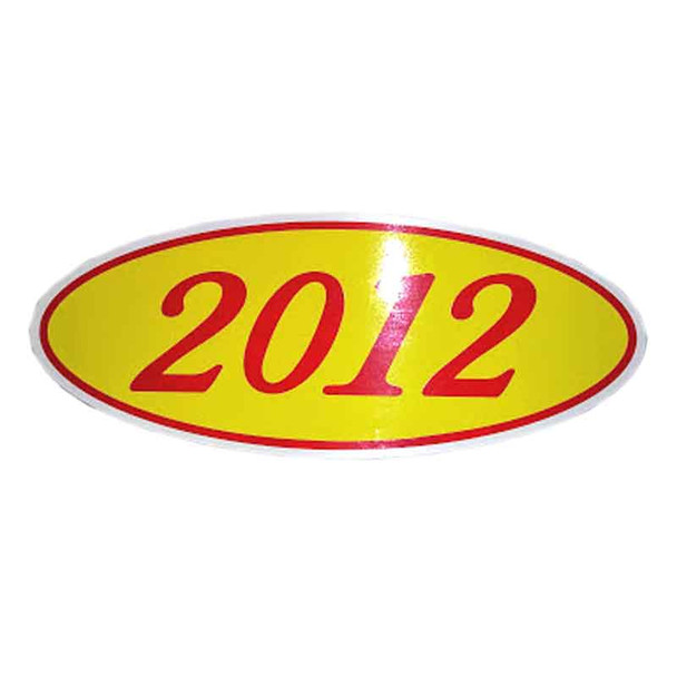 CWS OVRY-12, 2012 Yellow and Red Oval Windshield Sticker (12 pack)