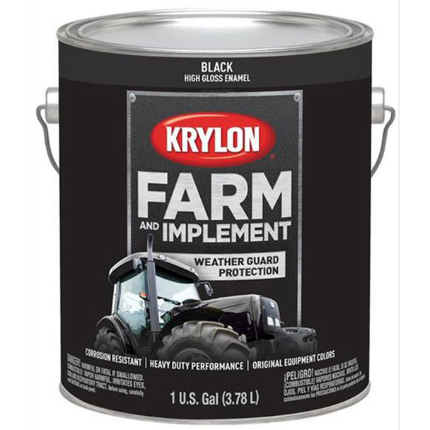 Krylon 1962 High Gloss Black Farm and Implement Paint, Gallon