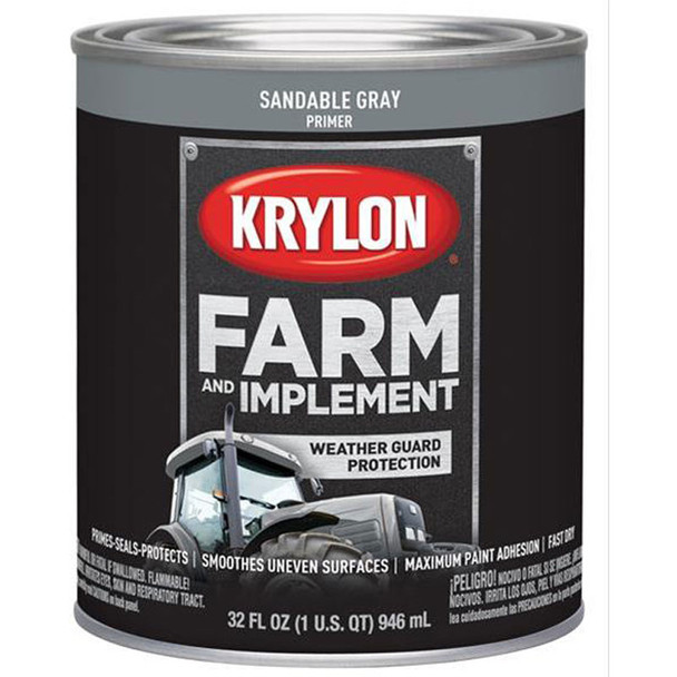 Krylon 2039 Farm and Implement Sandable Gray Primer, Quart
