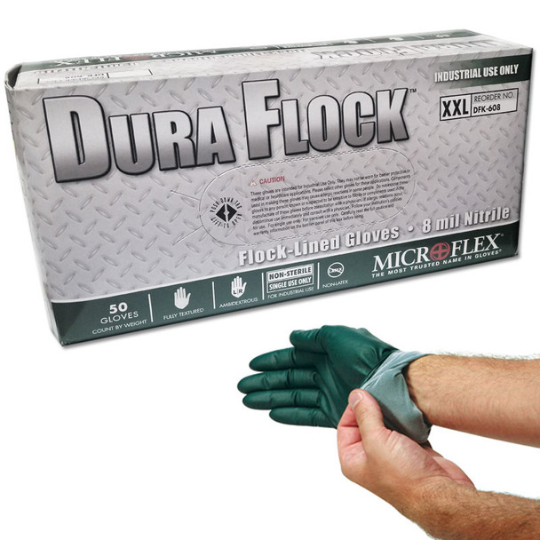 MIC DFK608-XXL, Duraflock, Flock Lined Nitrile Gloves