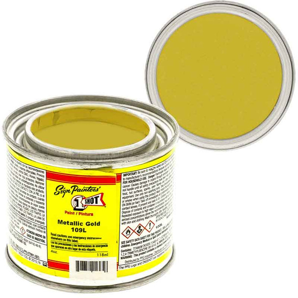 One Shot 109L Striping Paint, Metallic Gold, 1/4 Pint