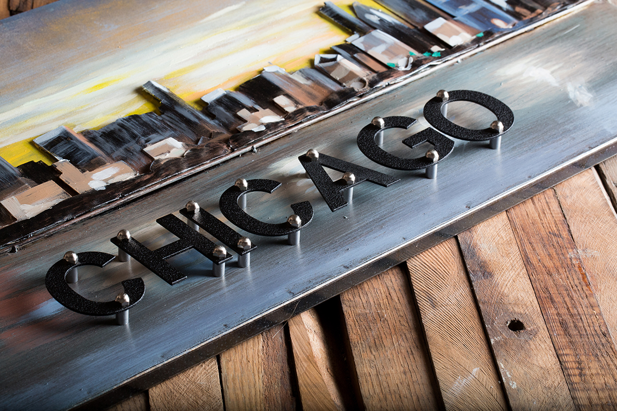 Metal Chicago Sign- Custom Metal Cursive Chicago Wall Art – Maker