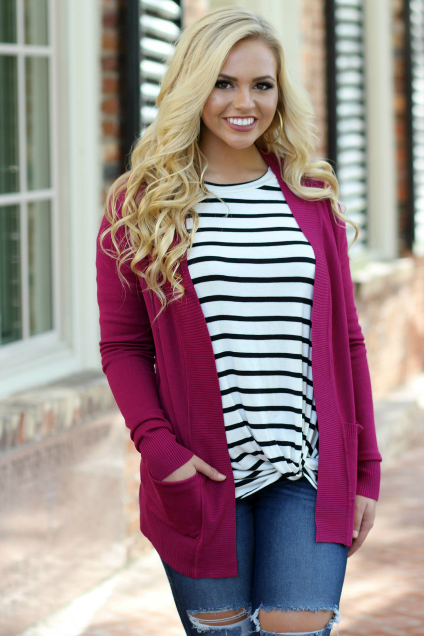 All Day Favorite Cardigan: Magenta 