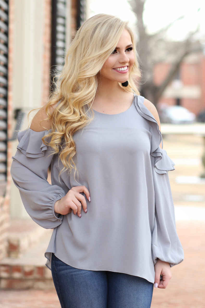 Grey cold 2025 shoulder top