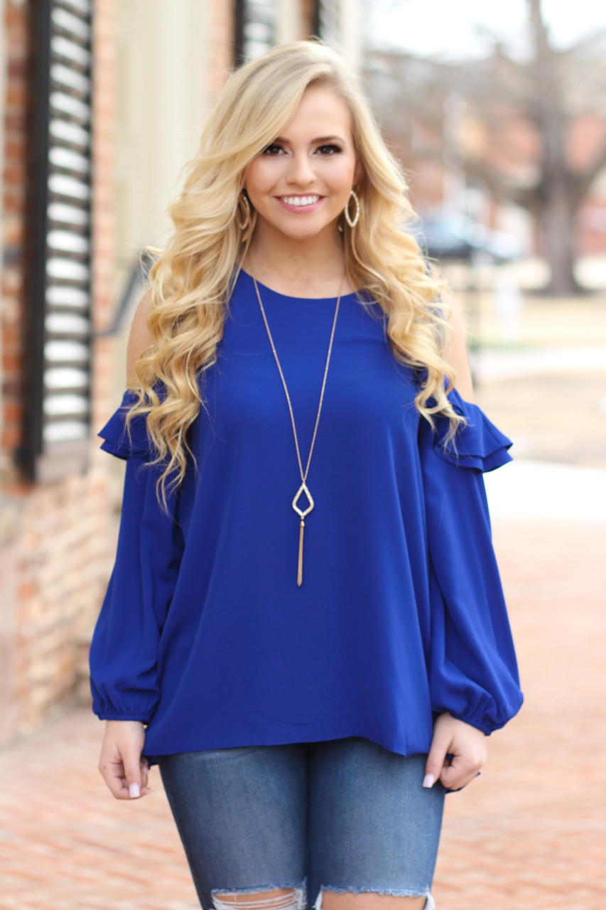 Royal Blue Long Sleeve Top | Boutique Tops
