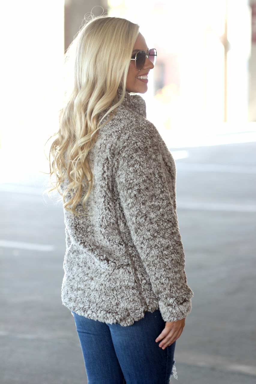 Women's Sherpa Pullover Snow Fluff Zip Pullover