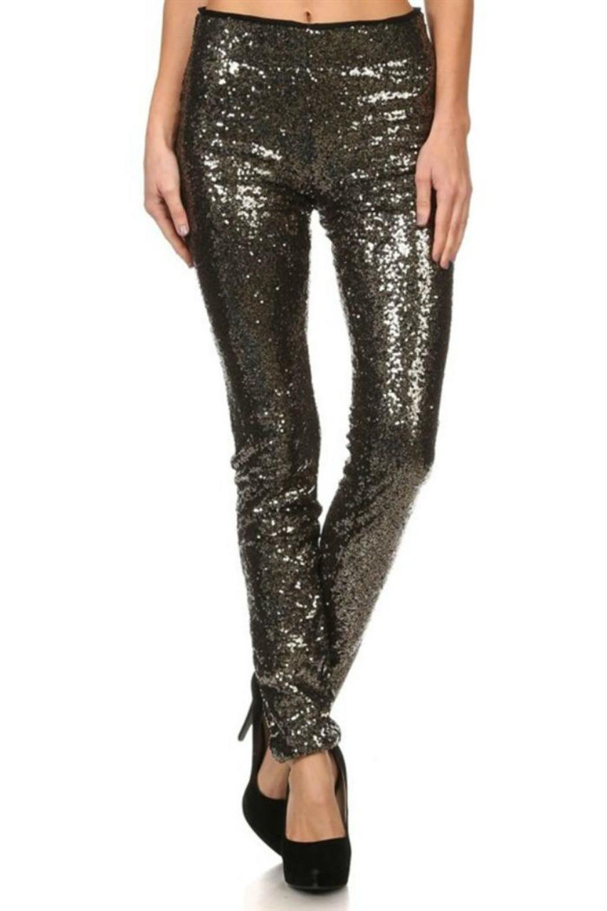 Pop The Champagne Leggings: Black/Gold - Lavish Boutique