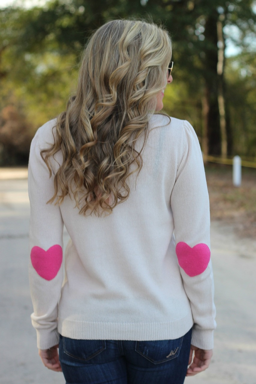 I Wear My Heart On My Sleeve Sweater: Pink - Lavish Boutique