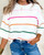 Normal Volume Striped Top: White 
