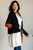 Color Block Open Front Cardigan: Black/Rust