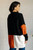 Color Block Open Front Cardigan: Black/Rust