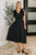 Pinstripe Romance V-Neck Ruffle Sleeve Dress: Black 
