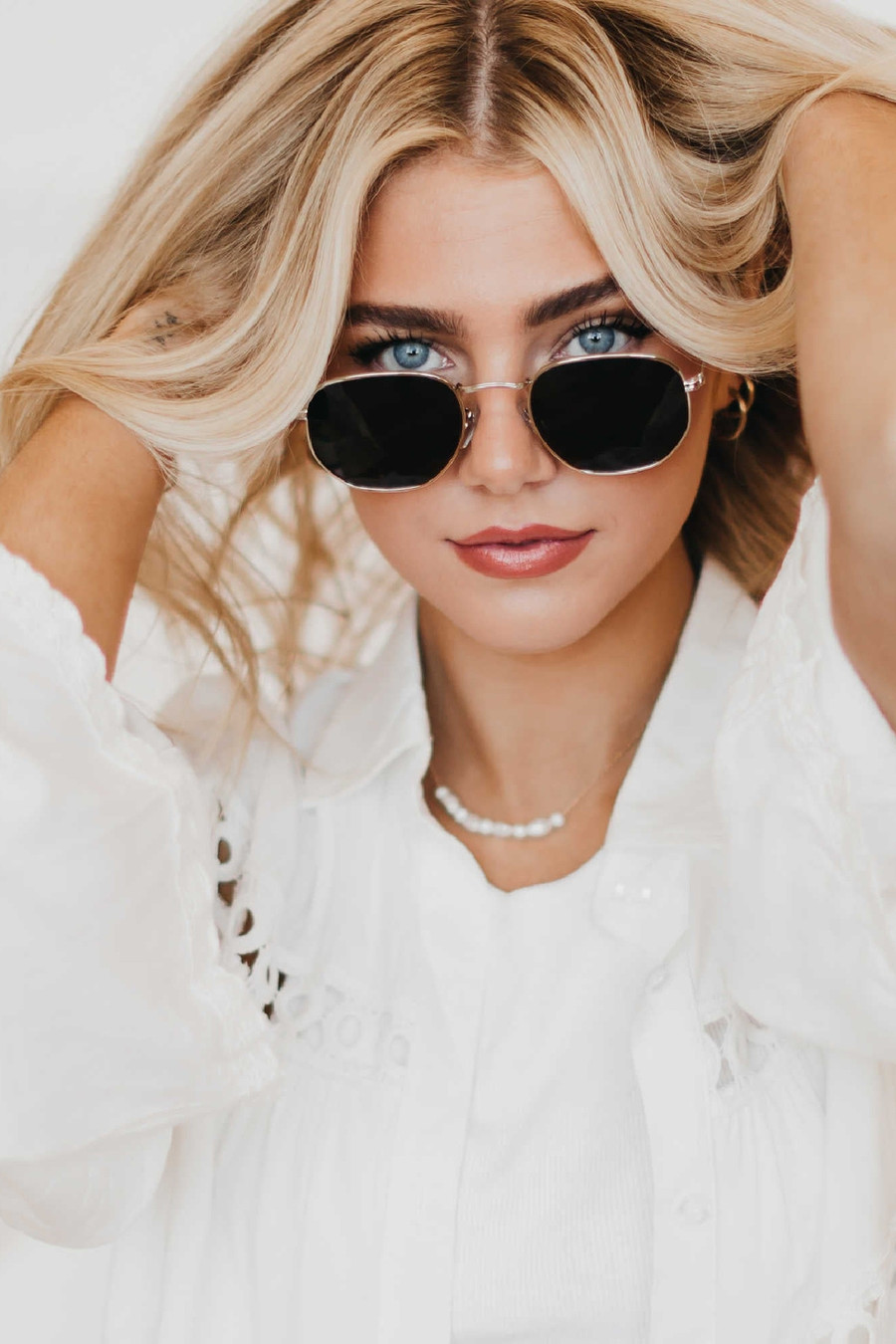 round hexagon gold aviators 