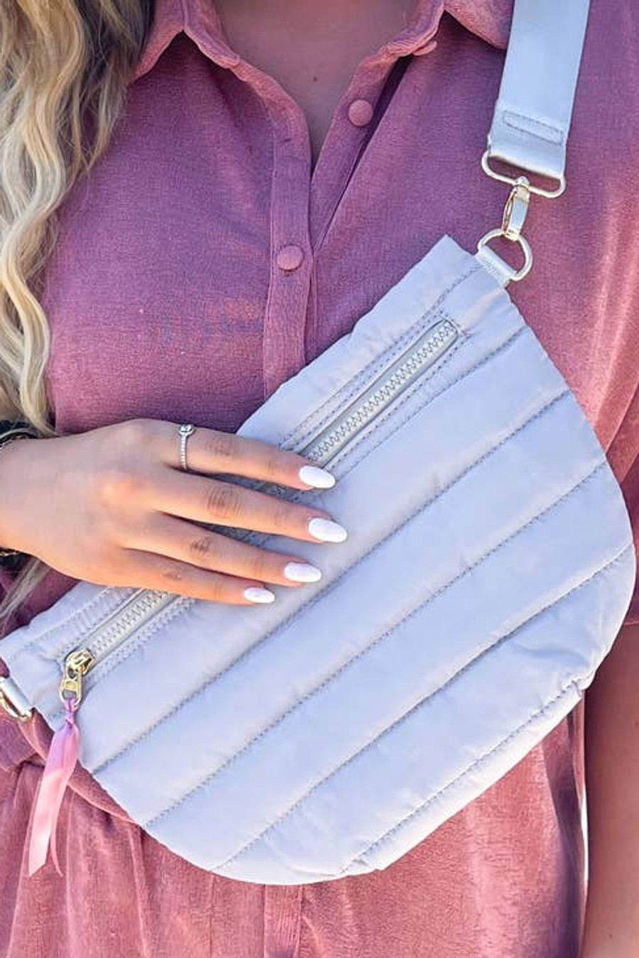 Puffer Belt Bag: Gray 