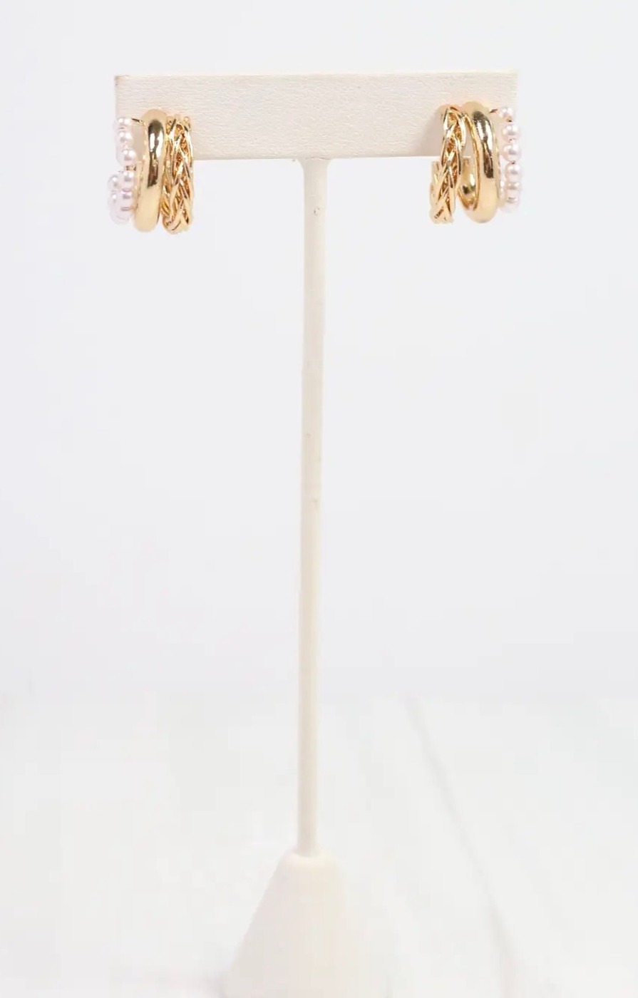 Triple Hoop Earrings: Gold