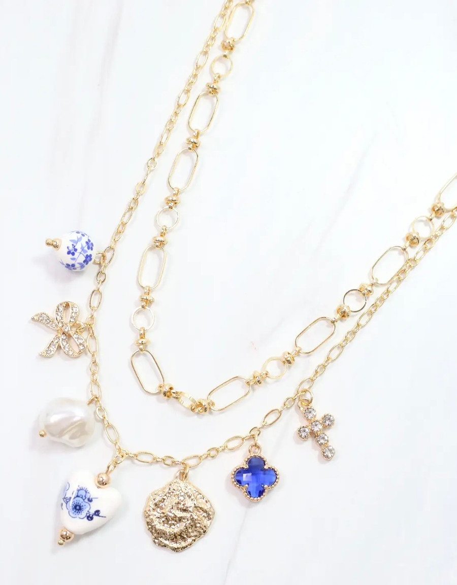 Gwen Layered Charm Necklace: Gold 