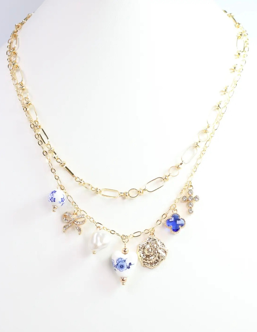 Gwen Layered Charm Necklace: Gold 