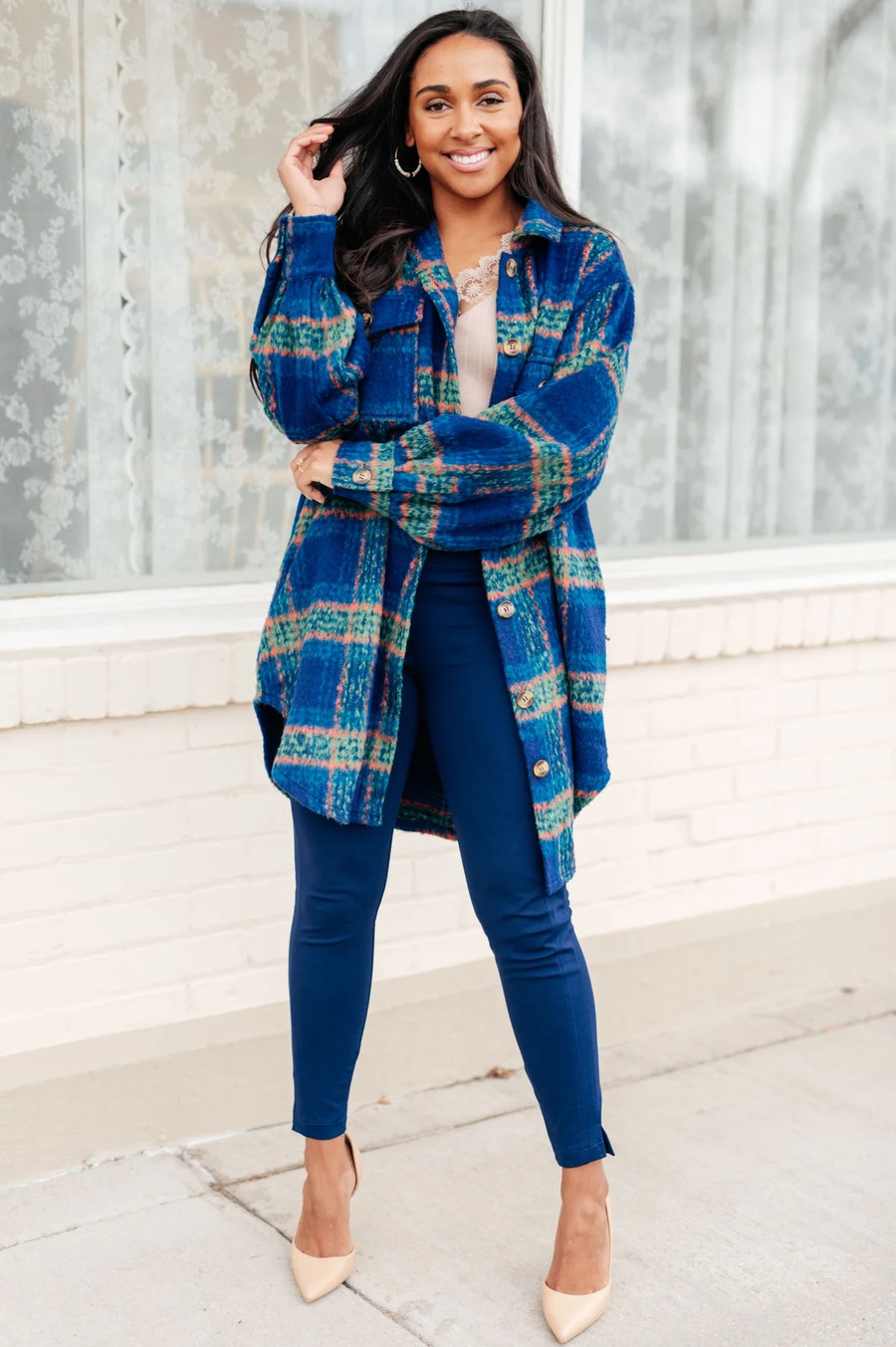 No Tears Plaid Coat: Navy 