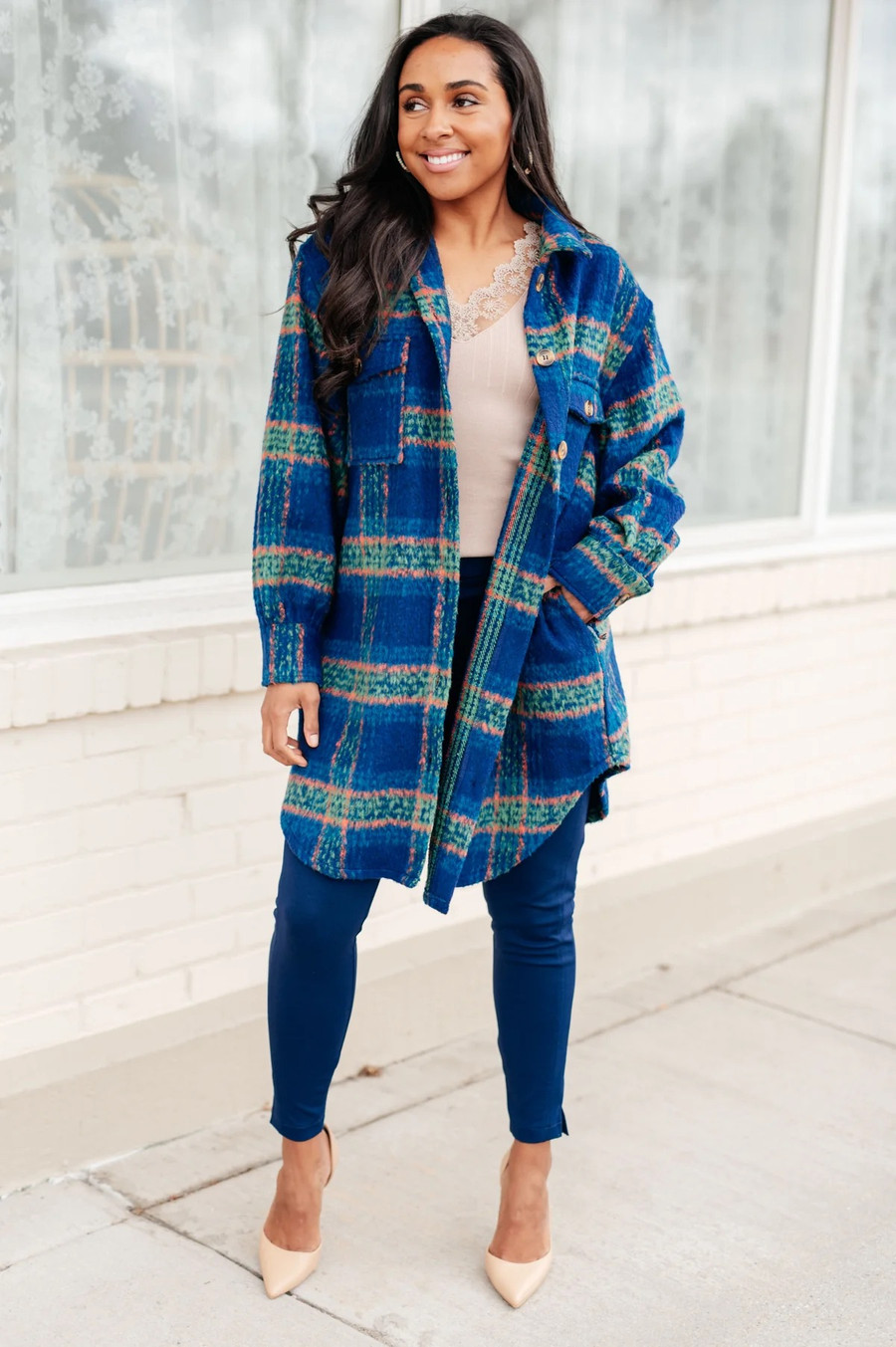 No Tears Plaid Coat: Navy 