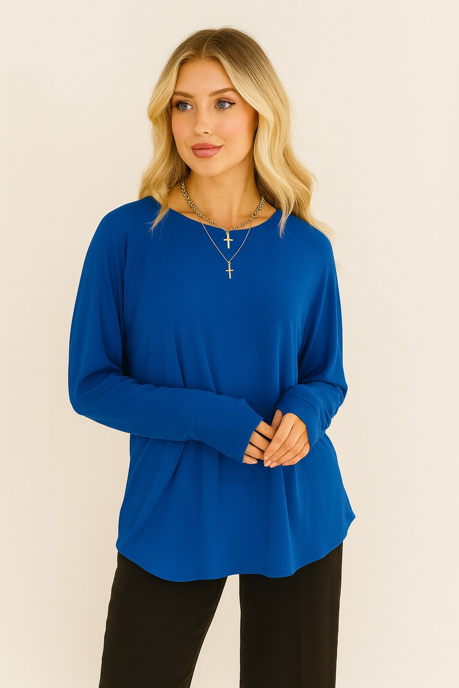 Nice to Each Other Raglan Sleeve Top: Royal Blue 