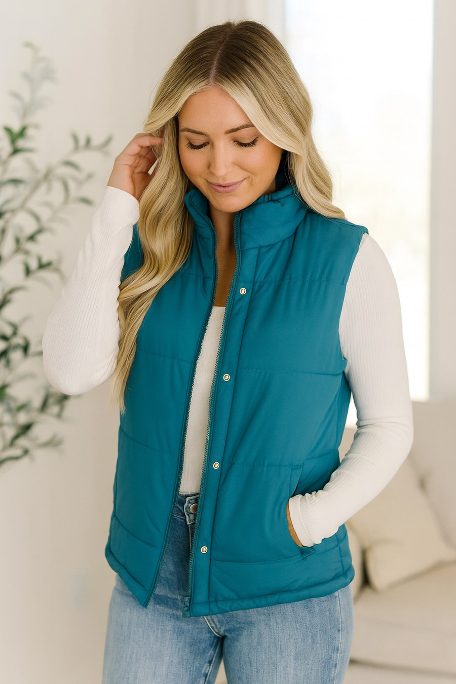 That's What I'm Talking About Puffer Vest: Teal 