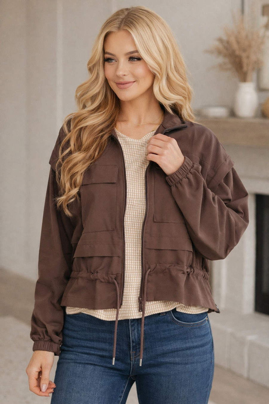 She's Got Game Cropped Jacket: Brown 