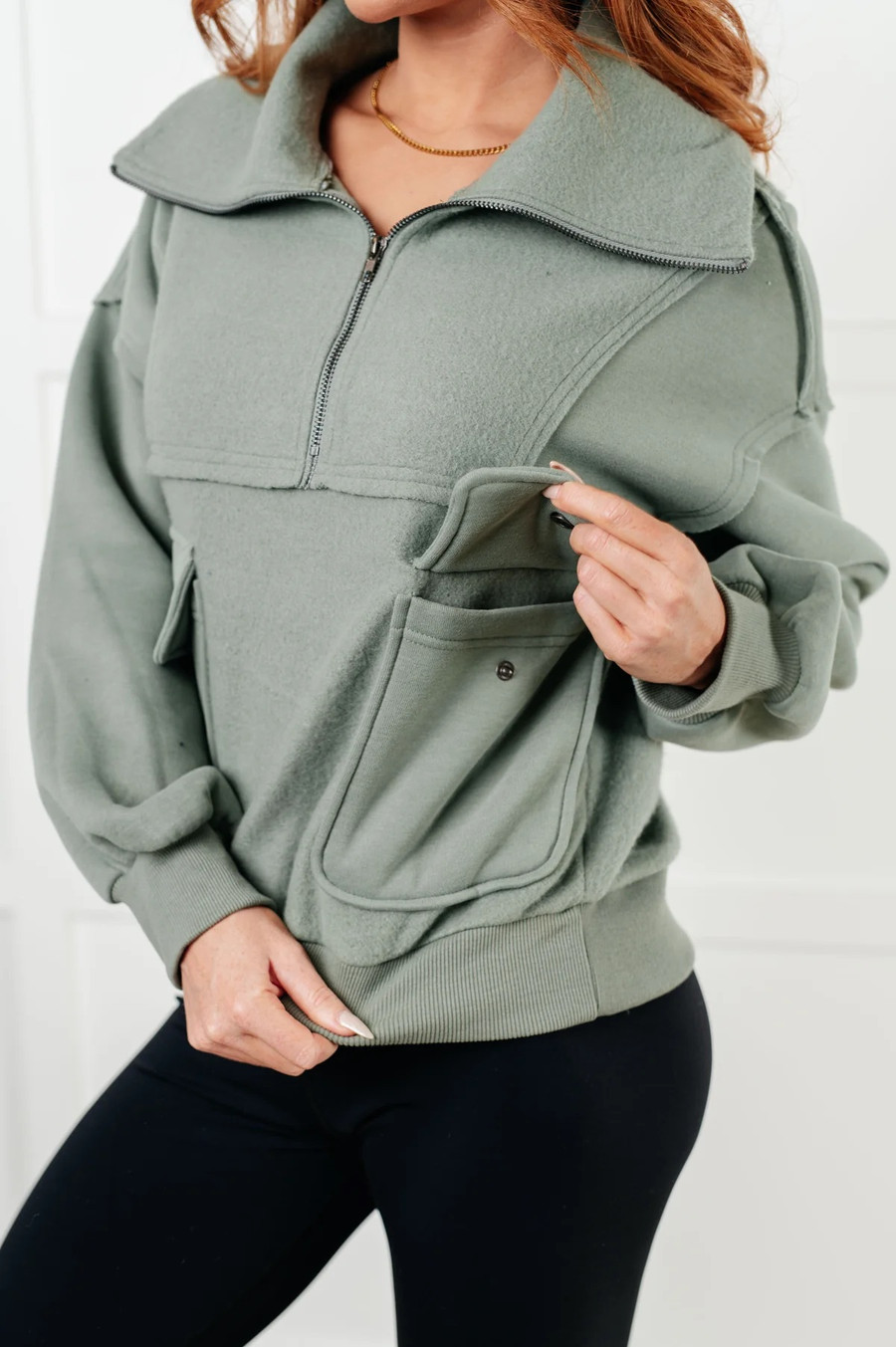 Winter is Coming Fleece Collared Pullover: Light Green 