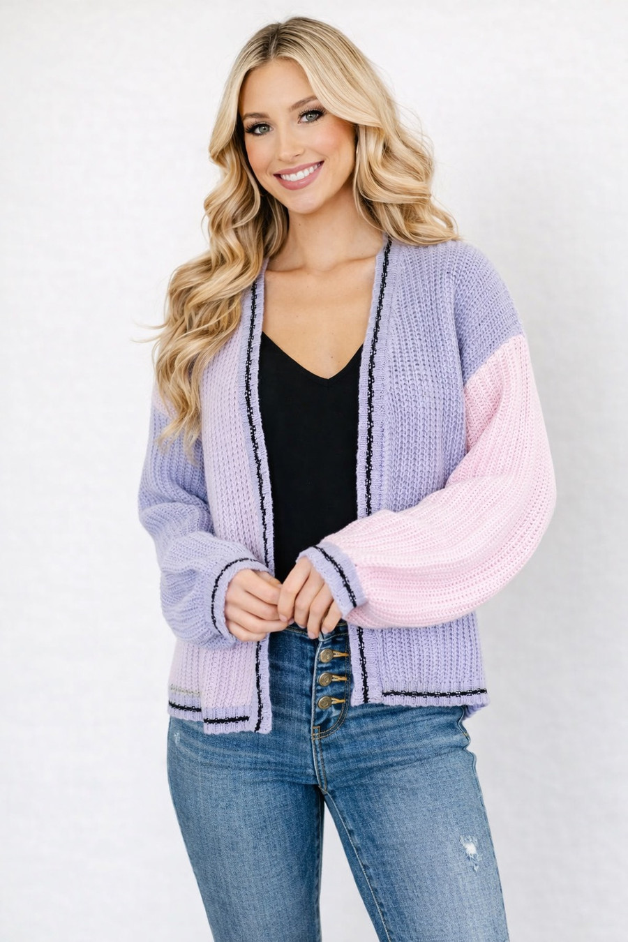 Coffee Date Color Block Cardigan: Multi 
