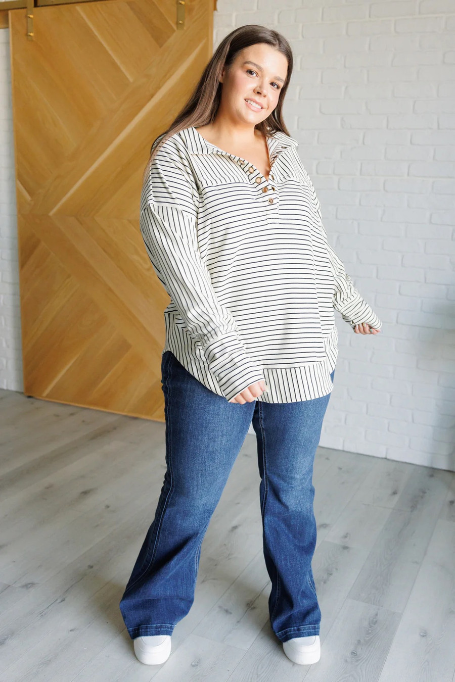 Striped Serendipity Pullover: Black/White 