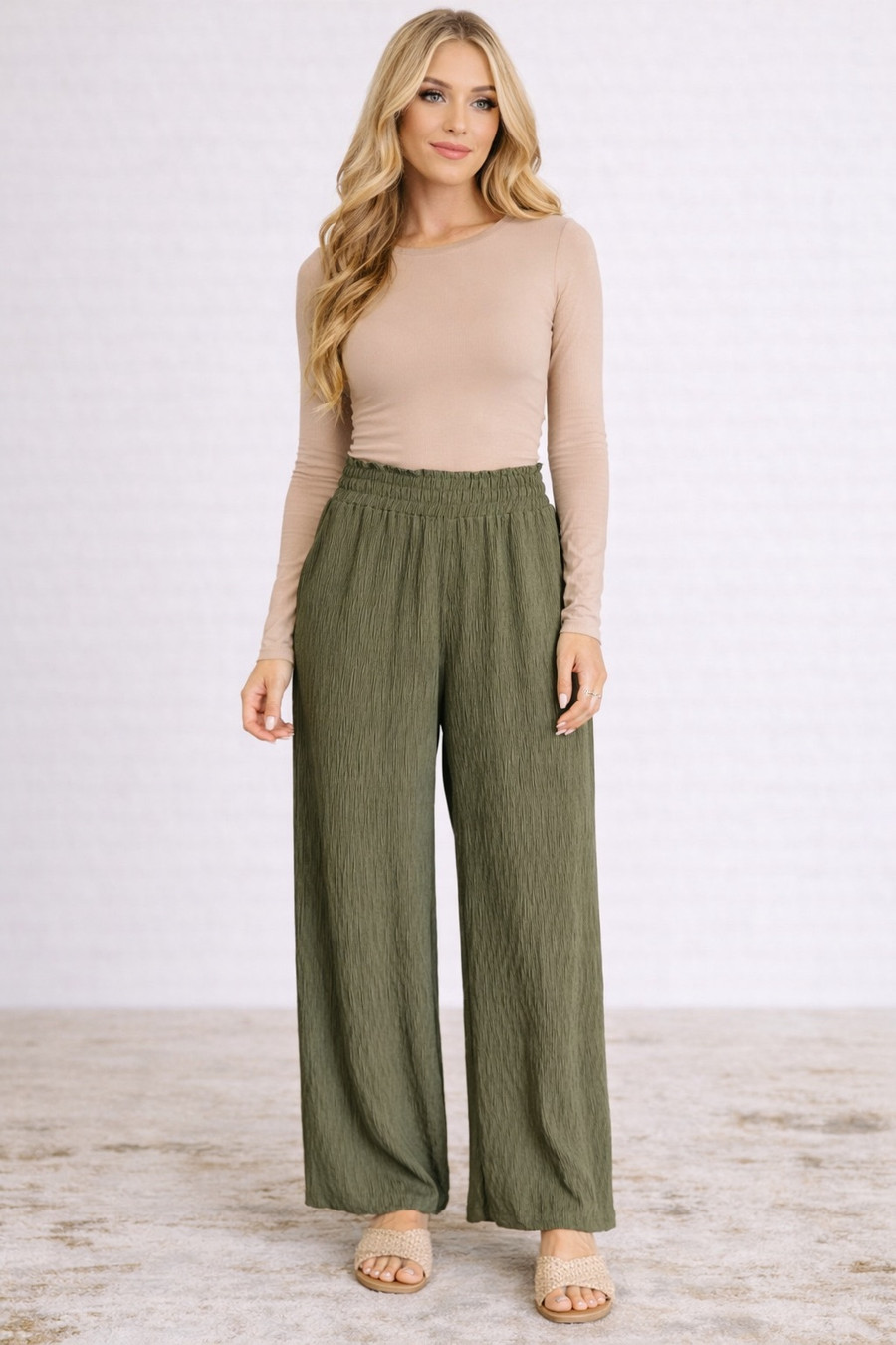 Harmony High Rise Pants: Olive 