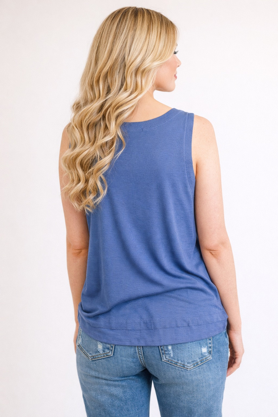Mellow Muse Relaxed Knit Tank: Navy