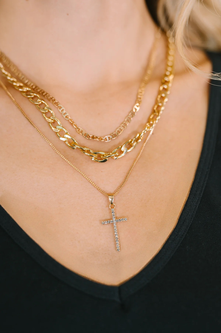 Layered Faith Necklace: Gold 