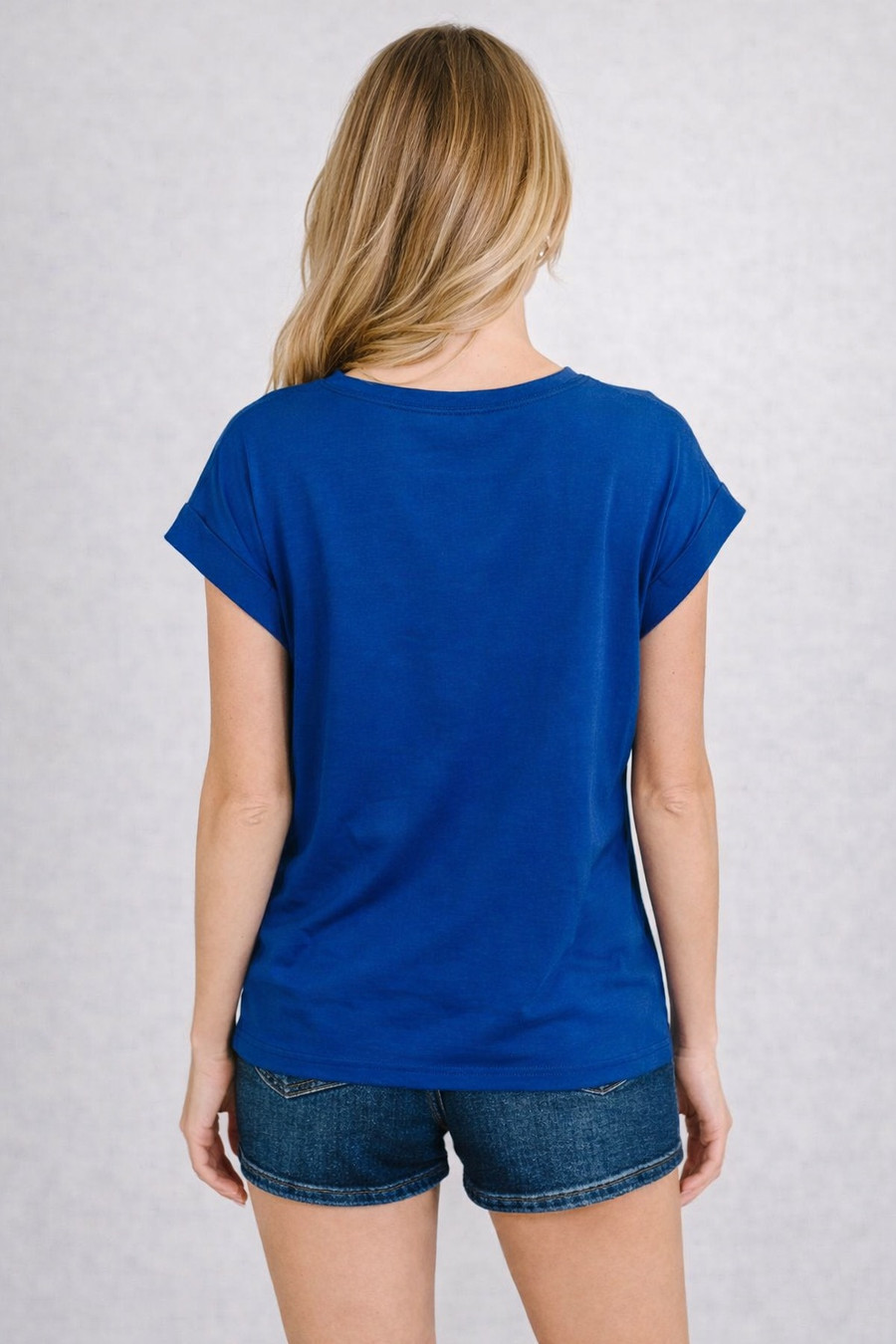 It Starts Here Basic Rolled Sleeve Tee: Light Navy 