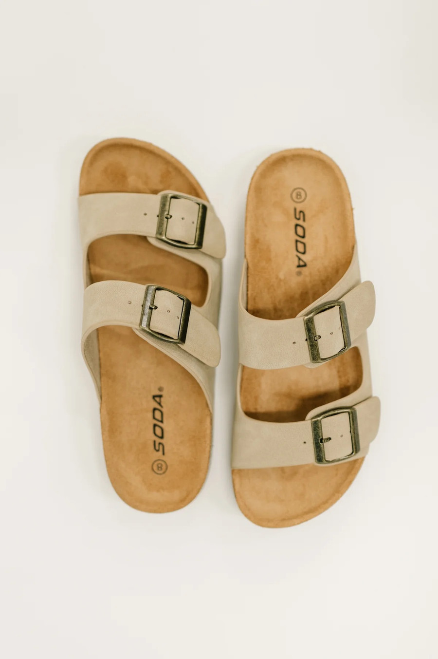 Jete Double Buckle Slides: Light Taupe