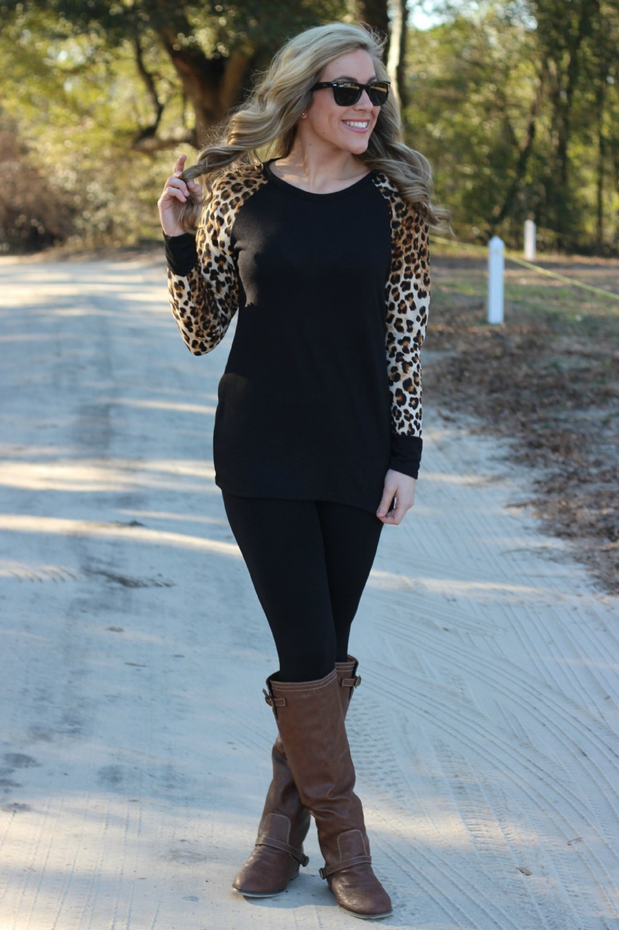 Too Cute In Leopard Top: Black