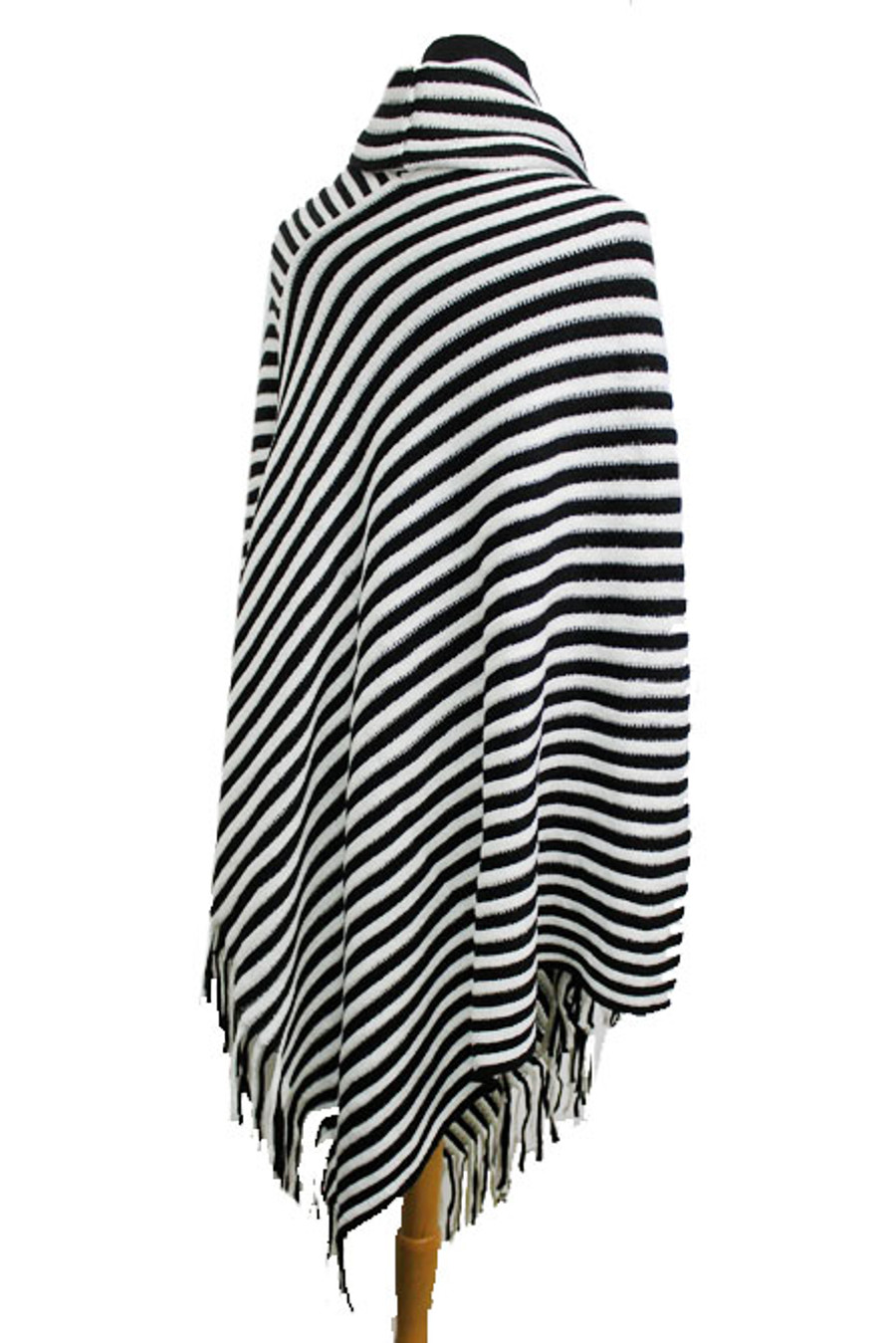 Call It A Day Poncho: Black/White 