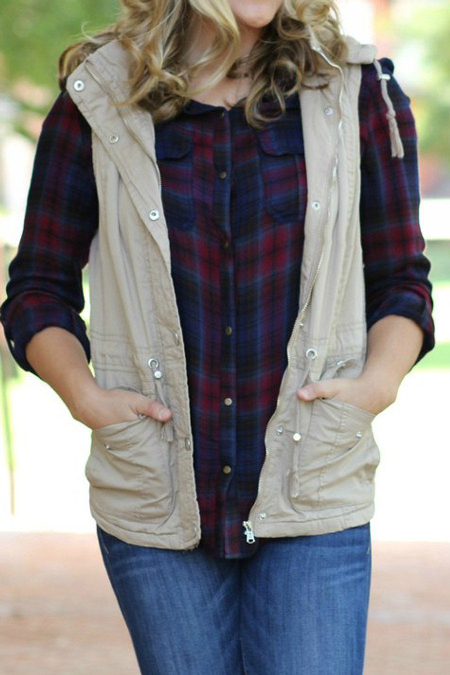Misty Mountain Vest Khaki Lavish Boutique