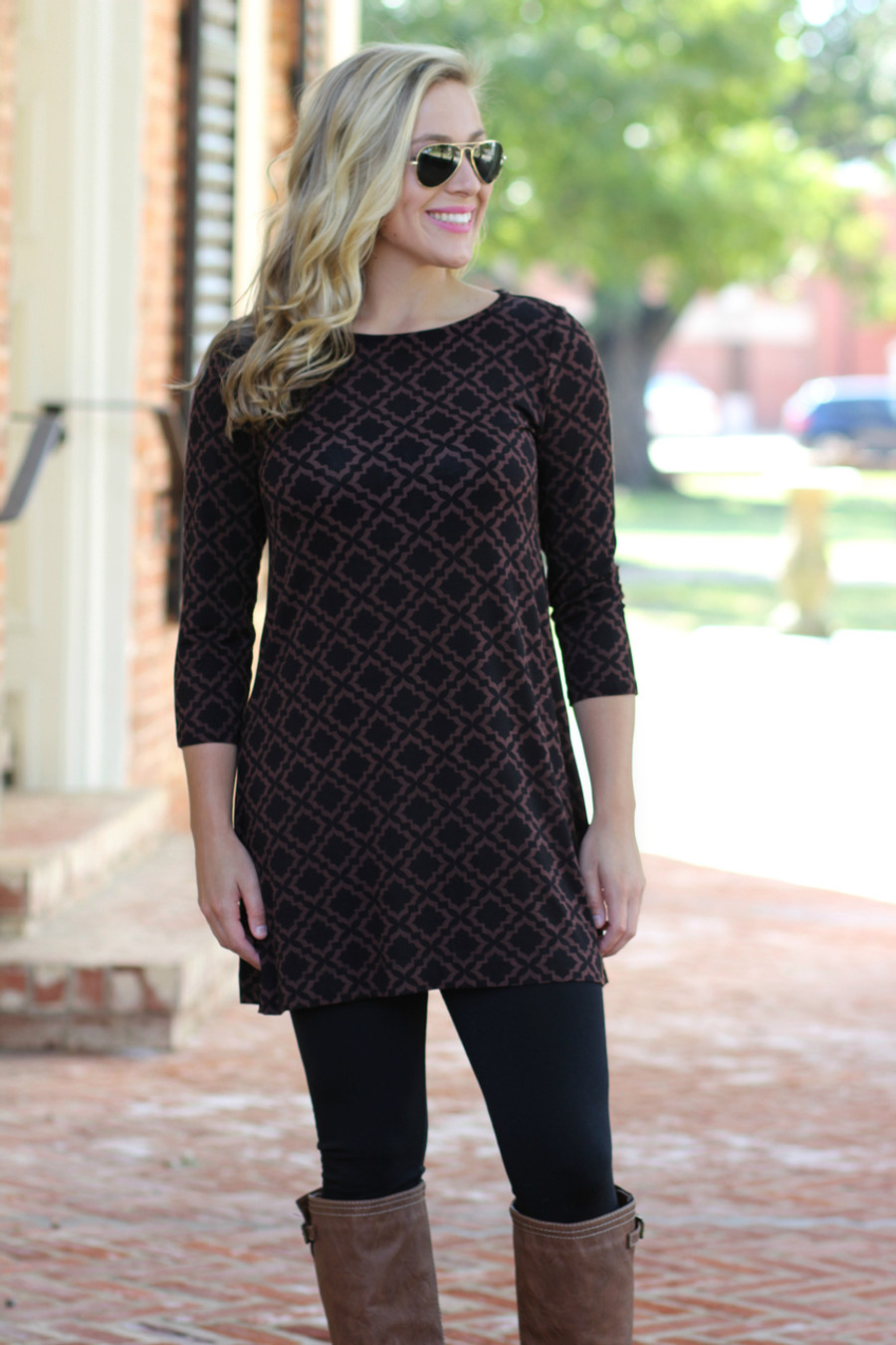 Simple Life Tunic: Black/Brown - Lavish Boutique