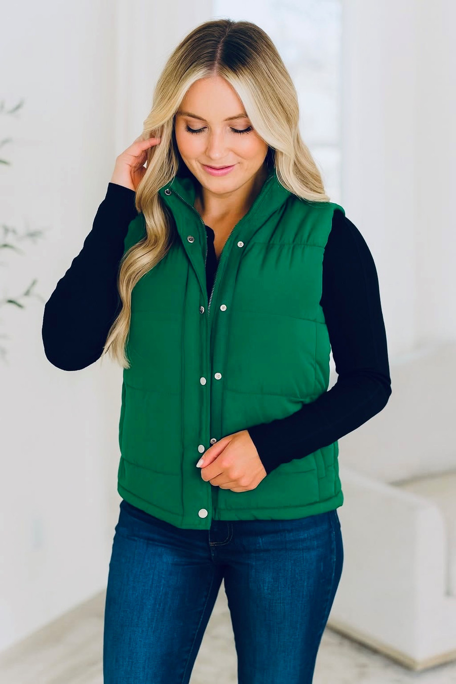 That's What I'm Talkin' About Puffer Vest: Green 