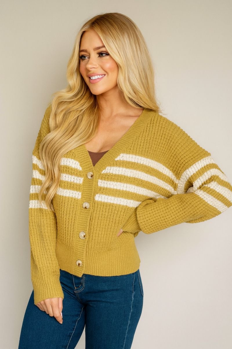 On Top of the World Striped Cardigan: Honey 