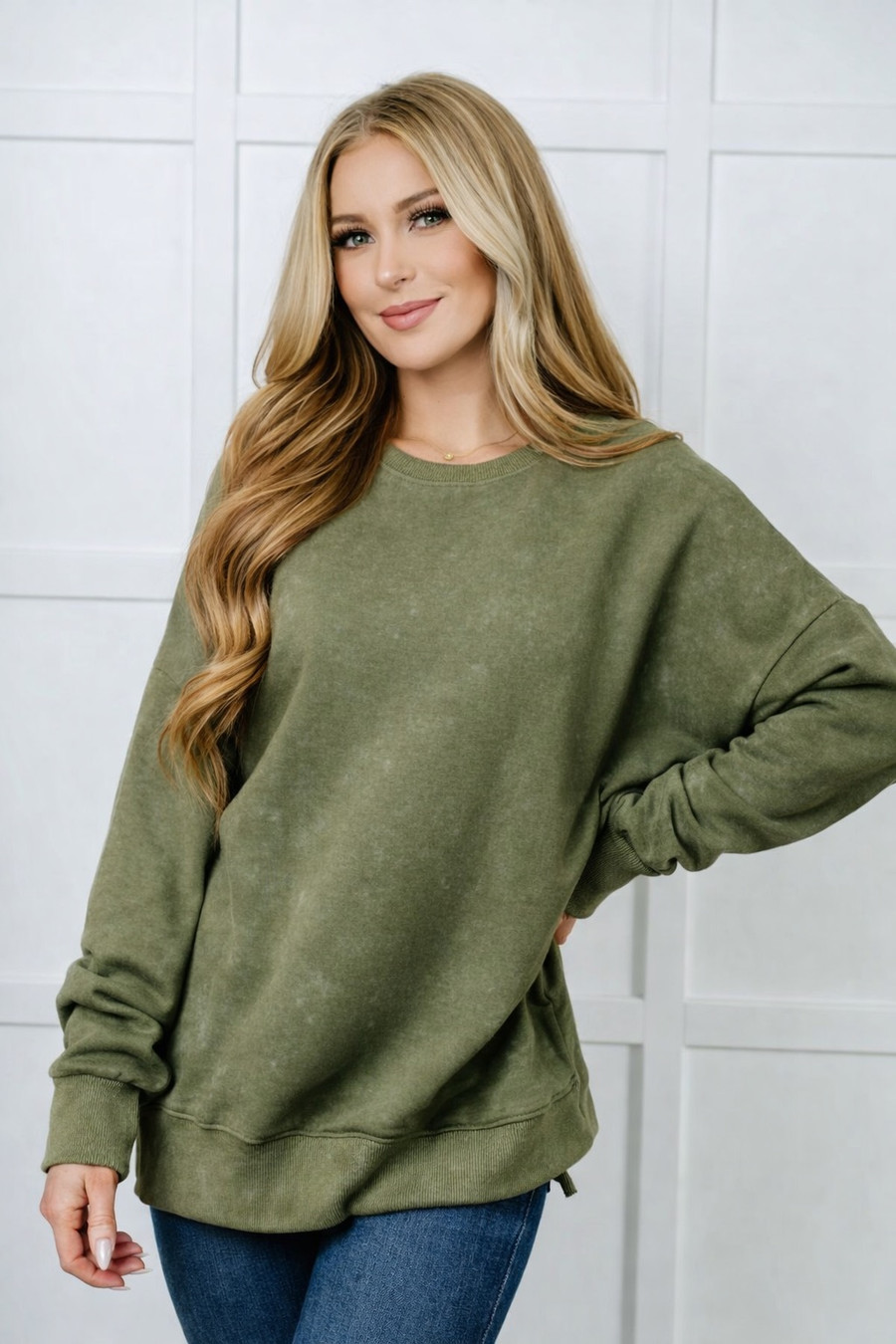 No Plain Jane Oversized Sweatshirt: Green 