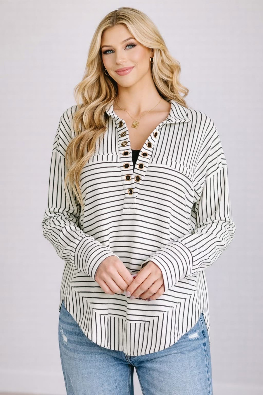 Striped Serendipity Pullover: Black/White 